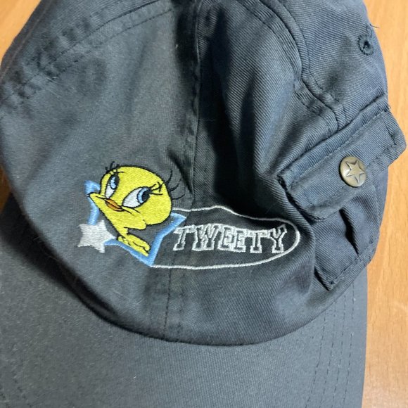 Looney Tunes Hat 1999 Vintage Tweety Gray Size Small Pocket - Picture 2 of 6
